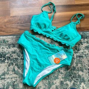 NWT Blue Scalloped Bikini